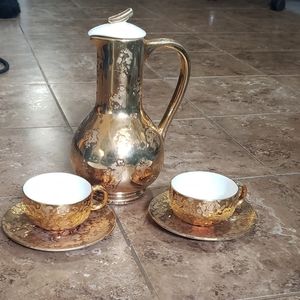 Weeping Gold McCoy Teapot / CoffeeTall Pot with Lid Tea Set